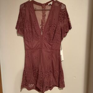 Burgundy Lace Romper